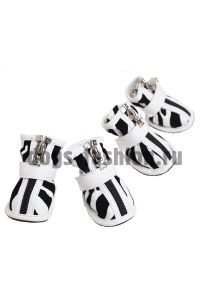 Ботинки SH006 черно-белые на молнии - Обувь для собак Dogs Fashion