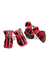 Ботинки SH007 черно-красные на молнии - Обувь для собак Dogs Fashion
