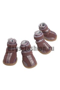 Ботинки SH010 коричневые на липучках - Обувь для собак Dogs Fashion