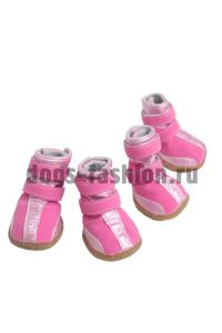 Ботинки SH015 розовые на липучках - Ботинки для собак Dogs Fashion